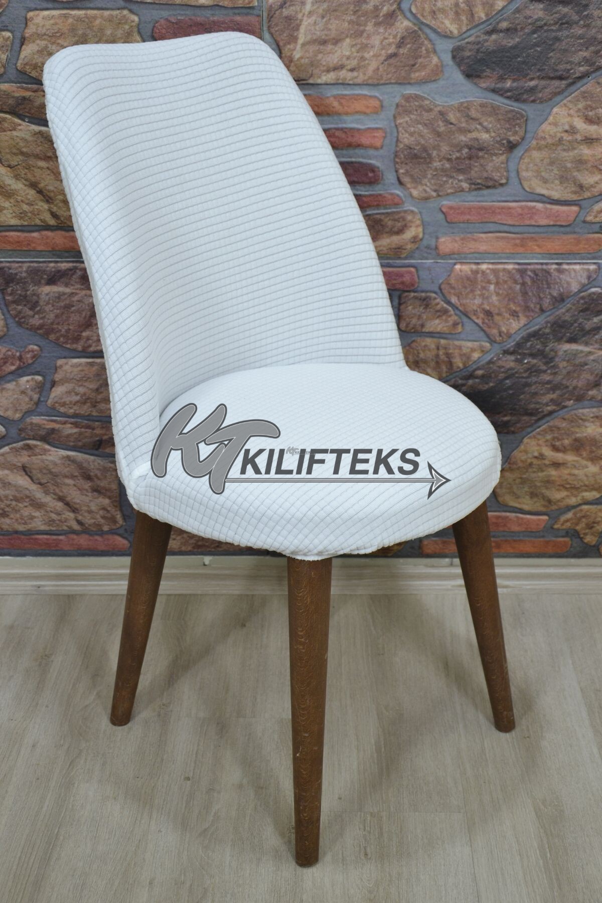 Retro Sandalye Kılıfı Pıtı Kare, Beyaz