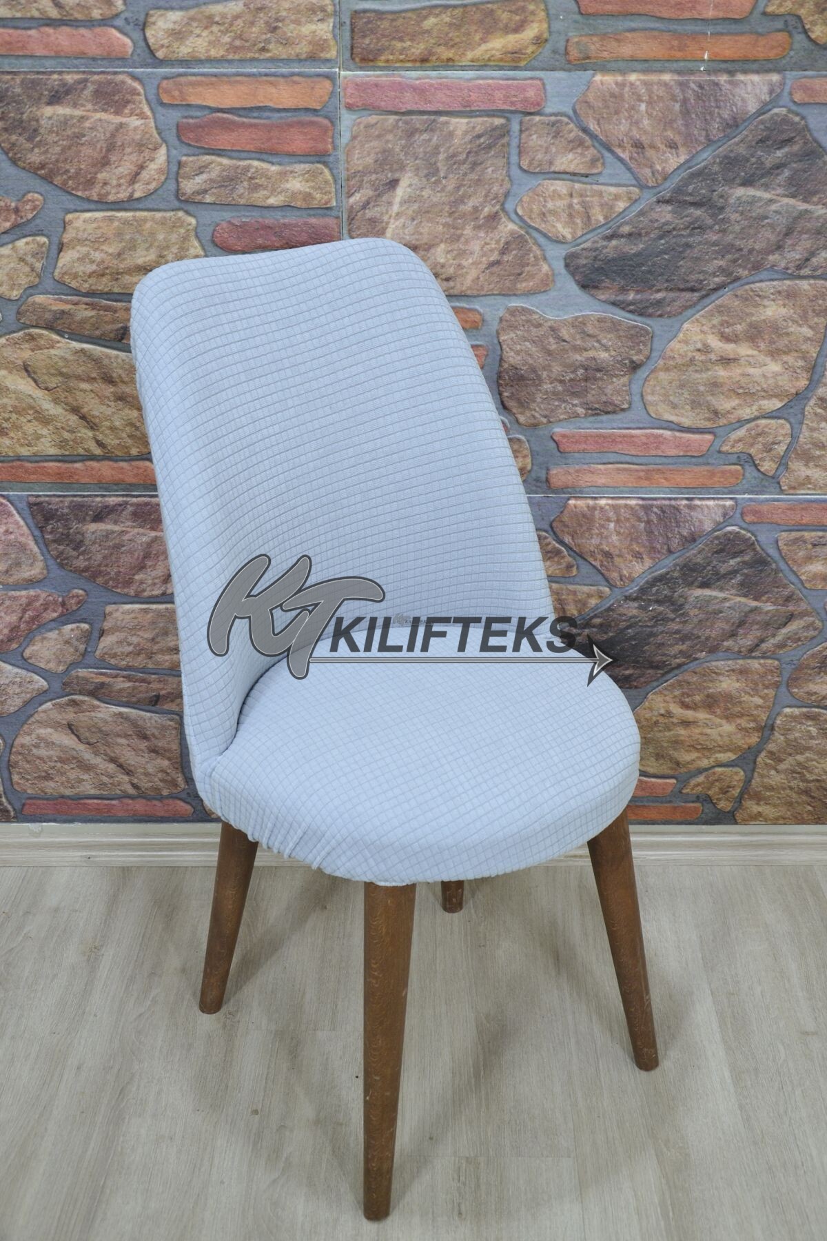 Retro Sandalye Kılıfı Pıtı Kare, Gri