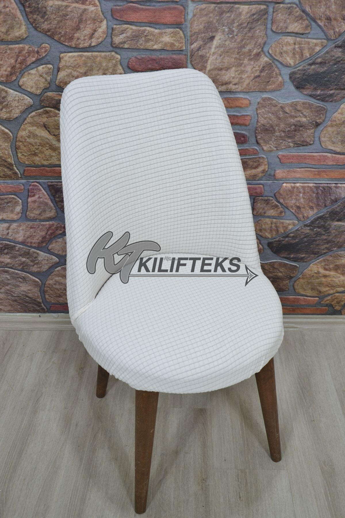 Retro Sandalye Kılıfı Pıtı Kare, Krem