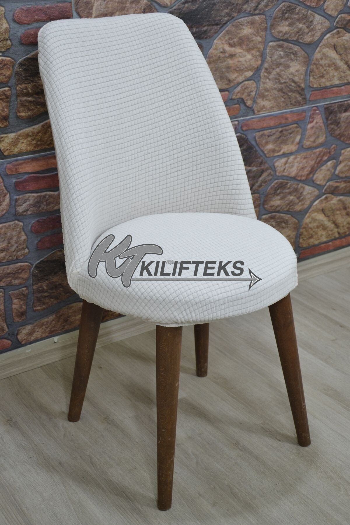 Retro Sandalye Kılıfı Pıtı Kare, Krem
